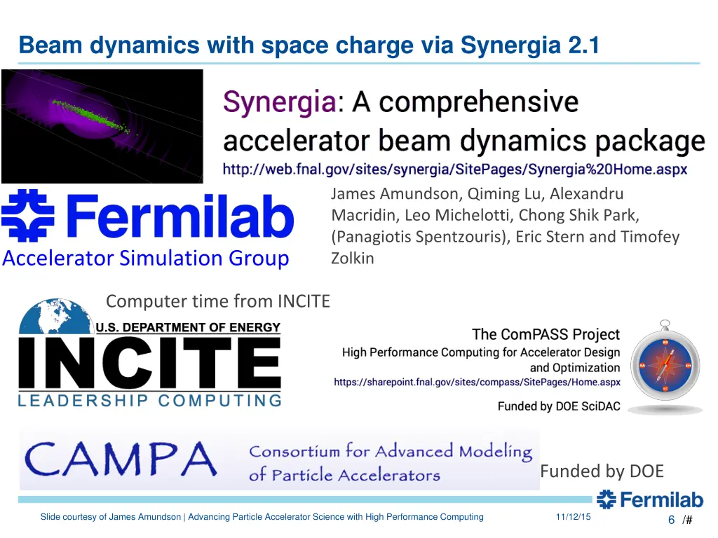 beam dynamics with space charge via synergia 2 1