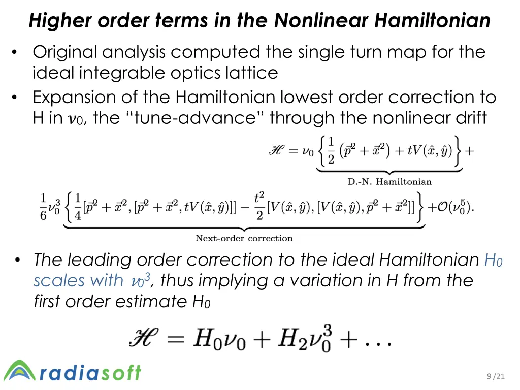 higher order terms in the nonlinear hamiltonian