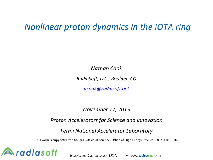 nonlinear proton dynamics in the iota ring