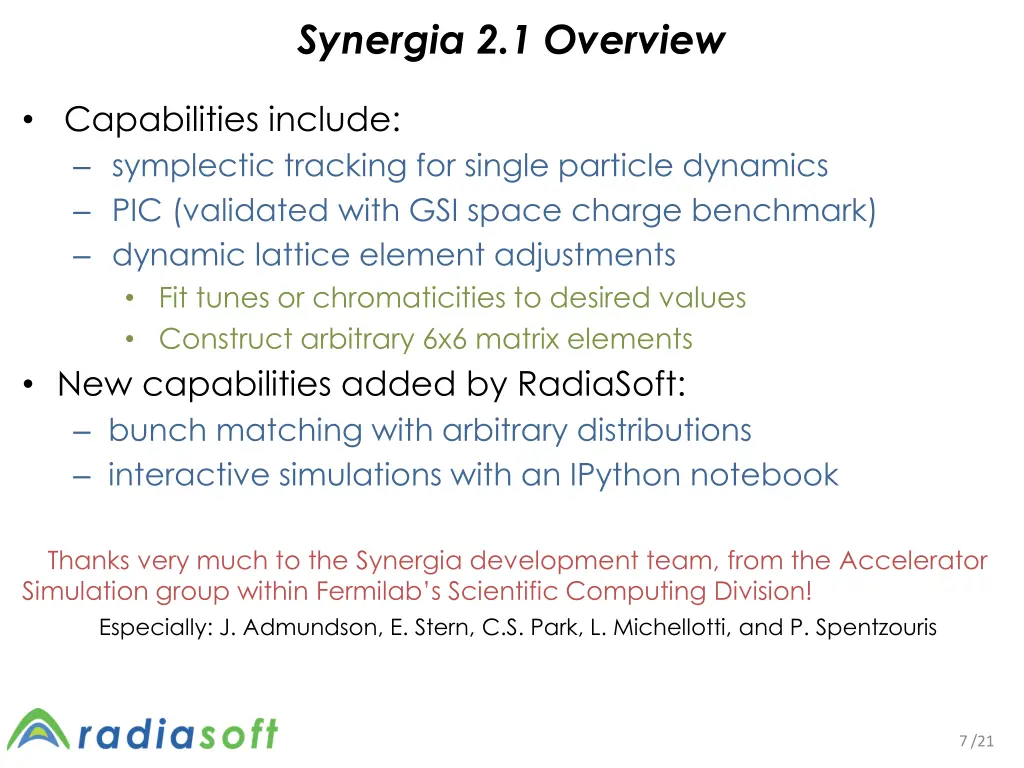 synergia 2 1 overview