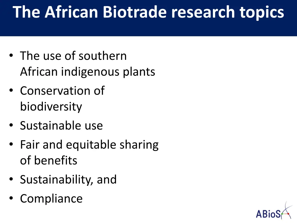 the african biotrade research topics