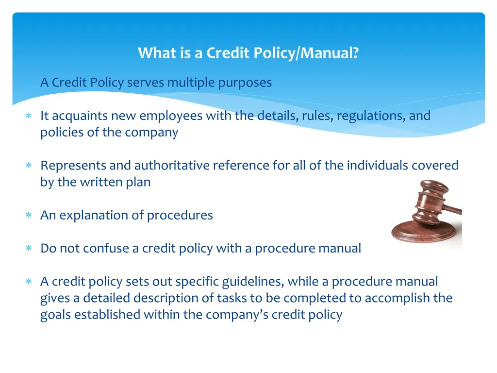 what is a credit policy manual