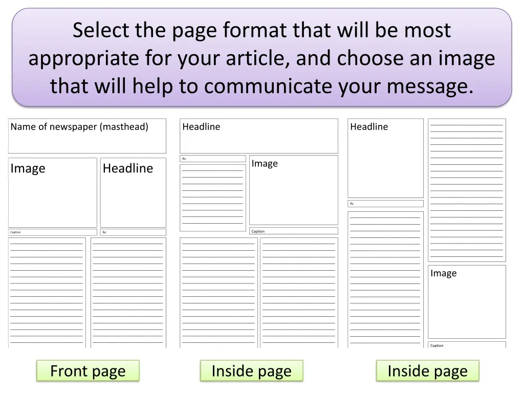 select the page format that will be most