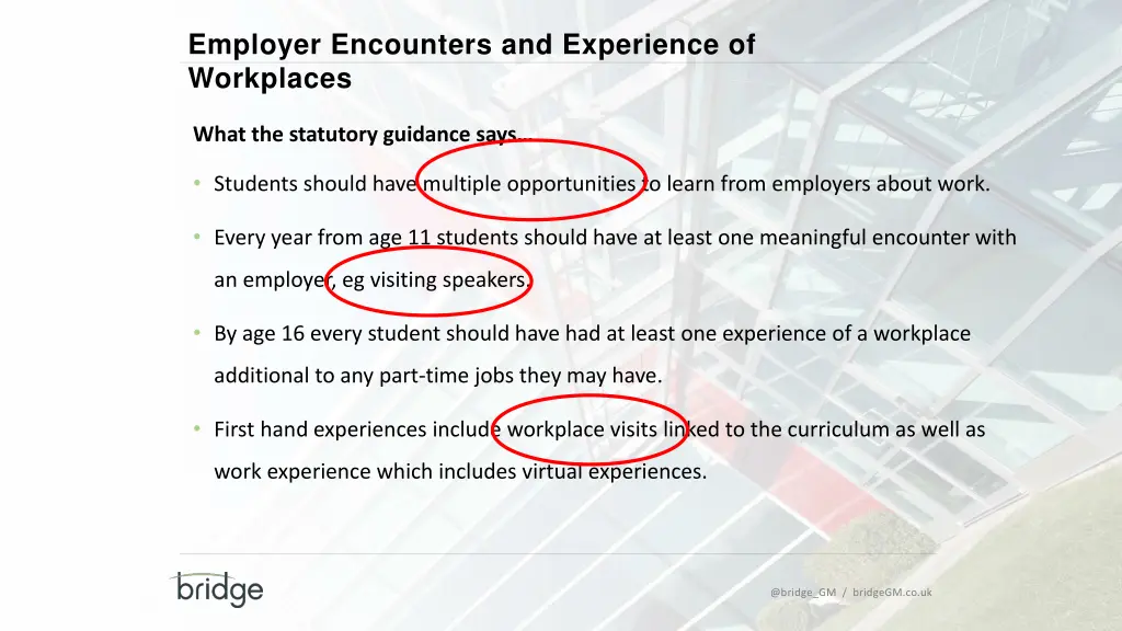 employer encounters and experience of workplaces