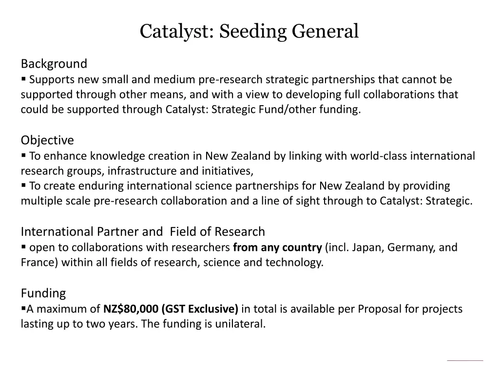 catalyst seeding general