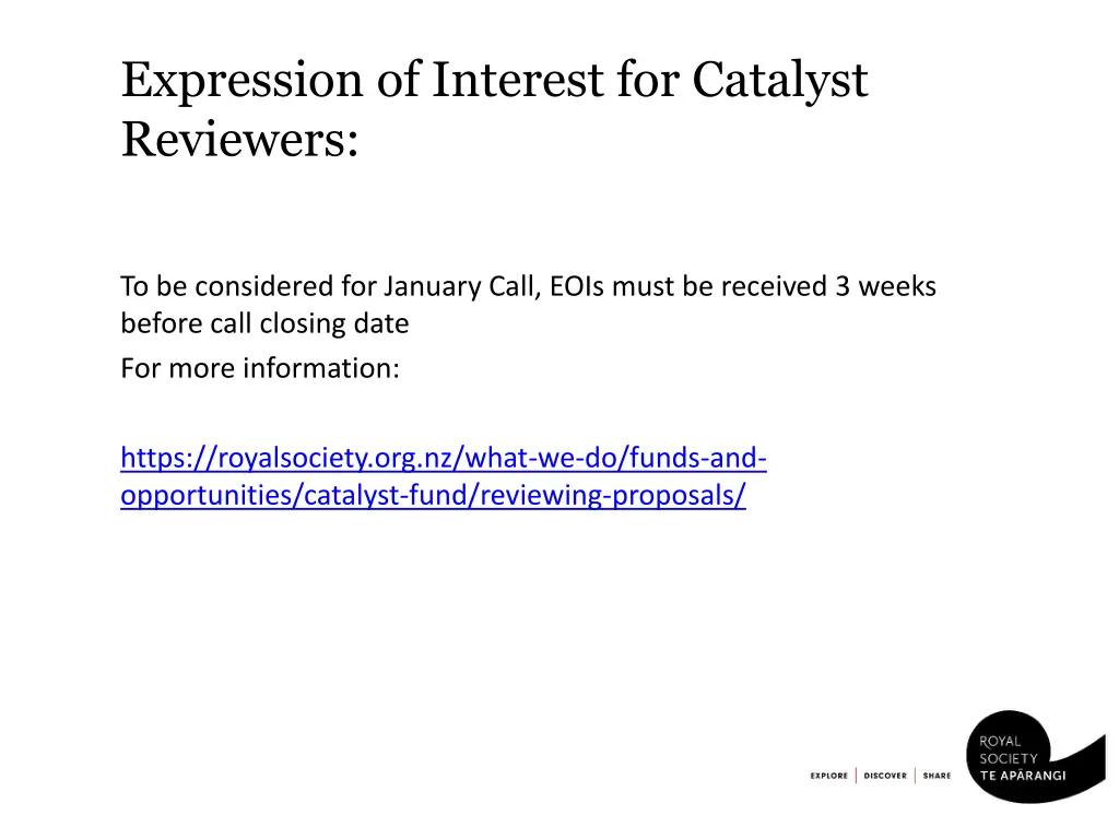 expression of interest for catalyst reviewers