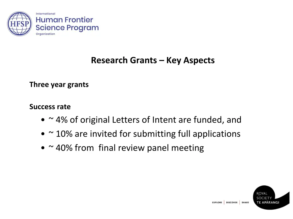 research grants key aspects