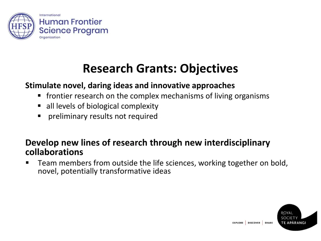 research grants objectives