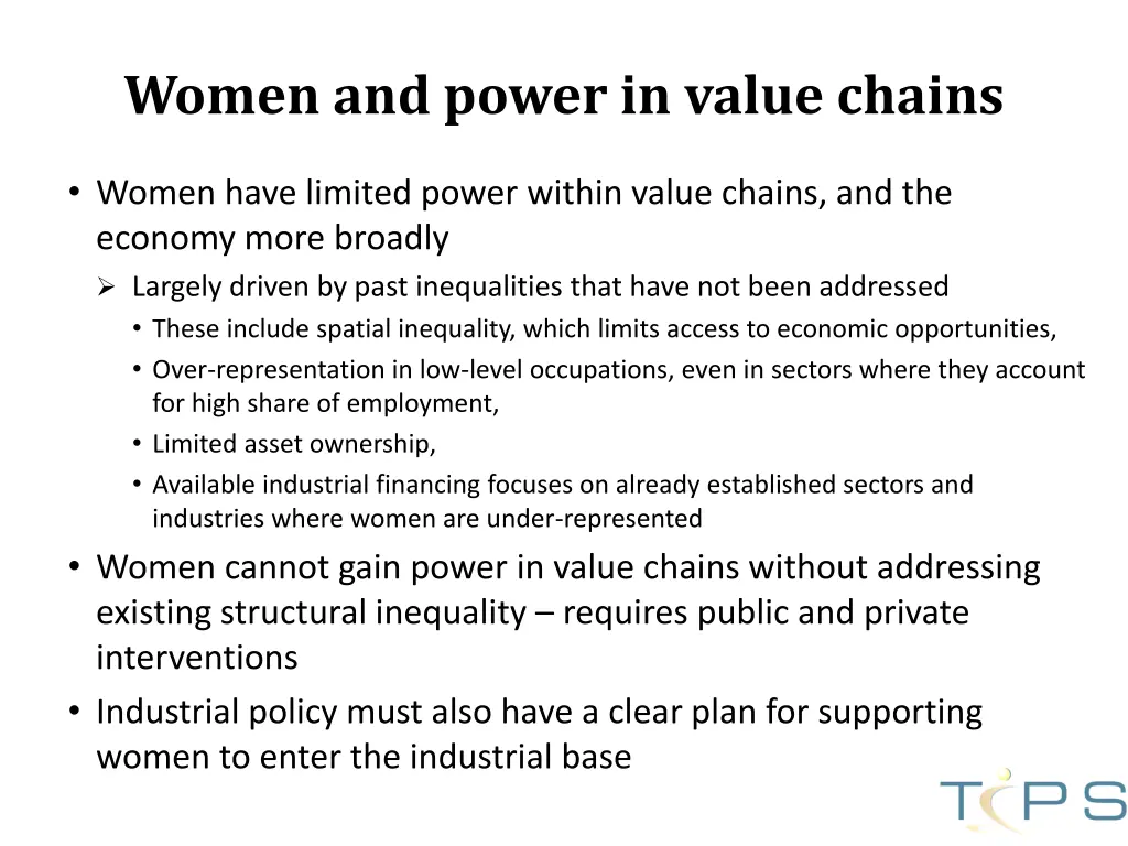 women and power in value chains