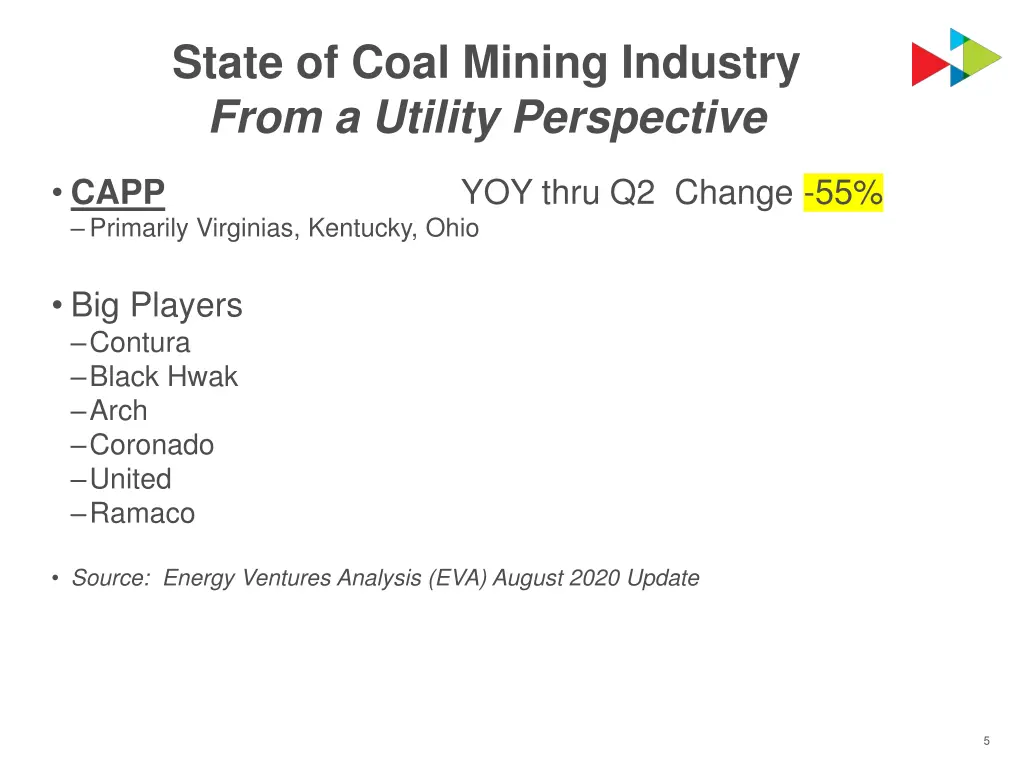 state of coal mining industry from a utility 3