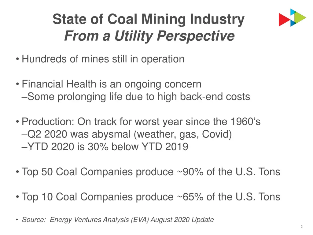 state of coal mining industry from a utility