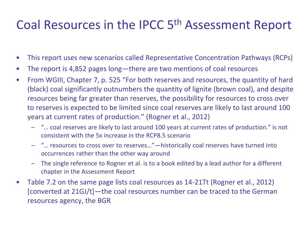 coal resources in the ipcc 5 th assessment report