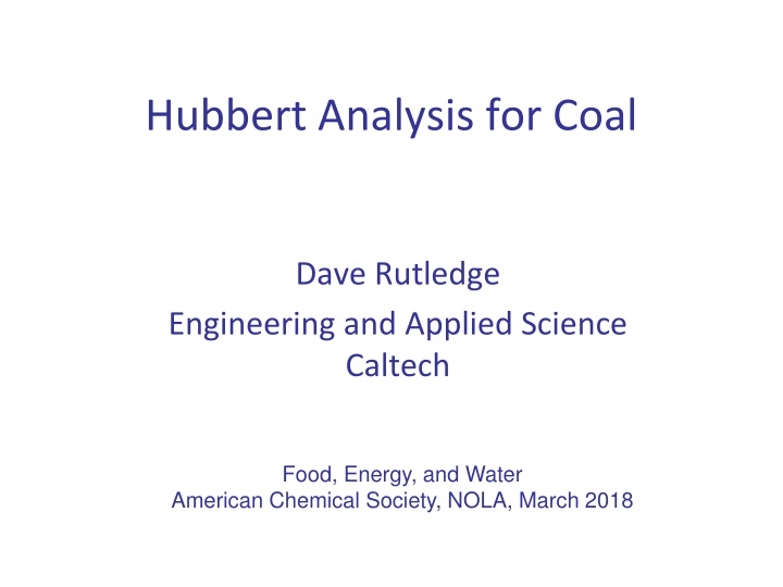 hubbert analysis for coal