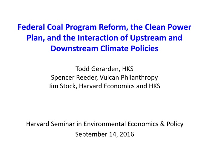 federal coal program reform the clean power plan