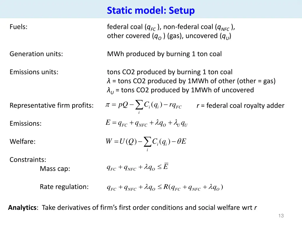 static model setup