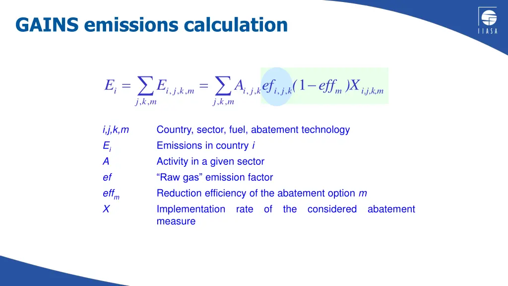 gains emissions calculation