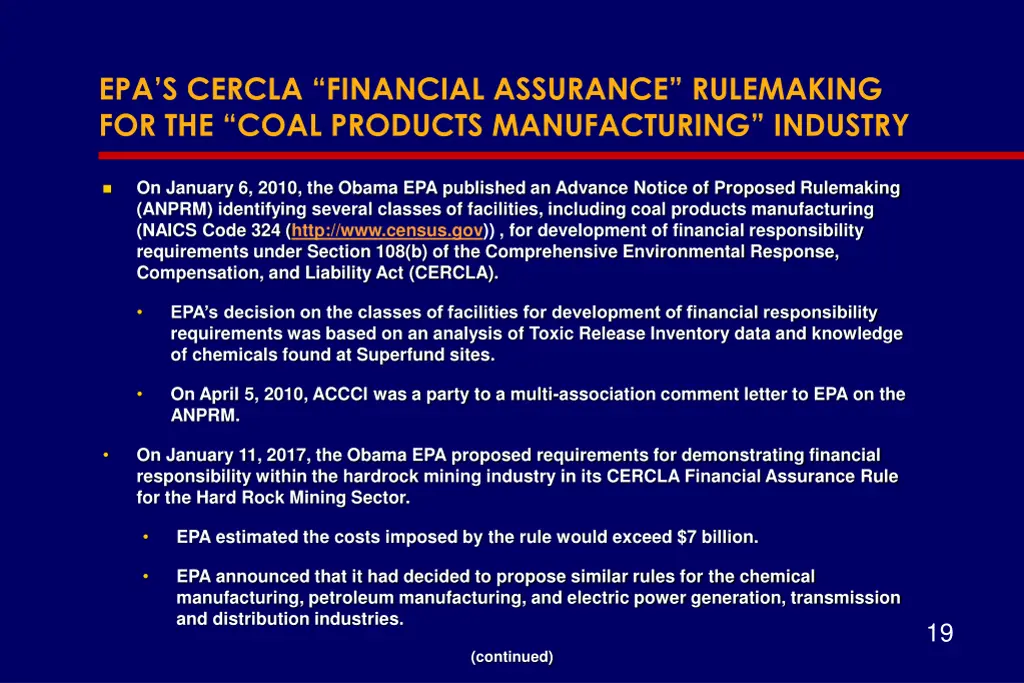 epa s cercla financial assurance rulemaking