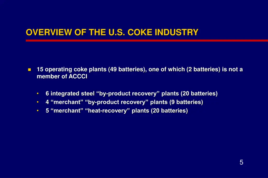 overview of the u s coke industry