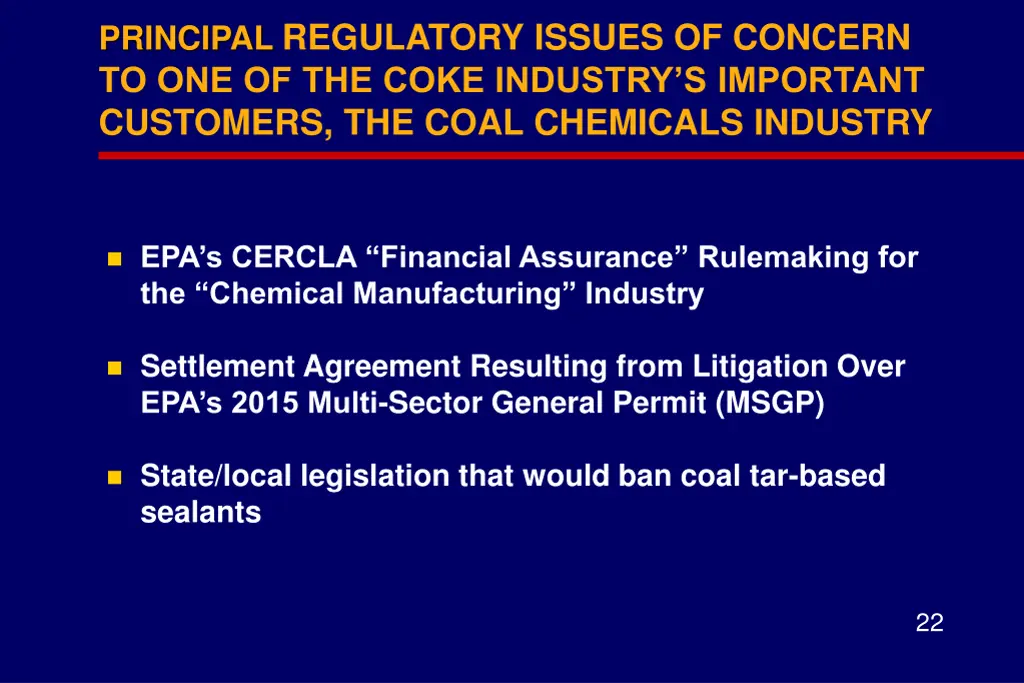 principal regulatory issues of concern