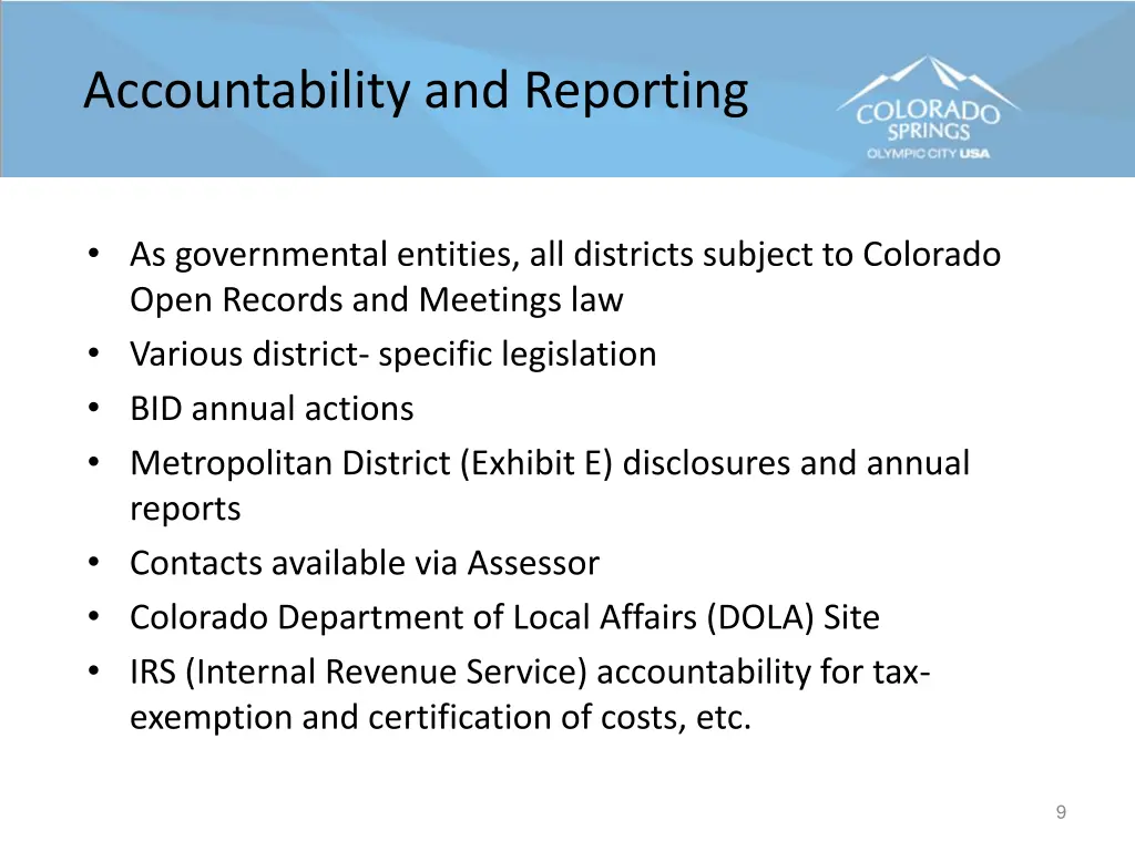 accountability and reporting