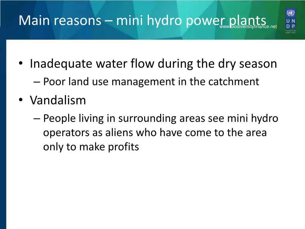 main reasons mini hydro power plants