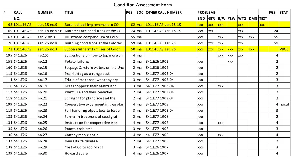 condition assessment form