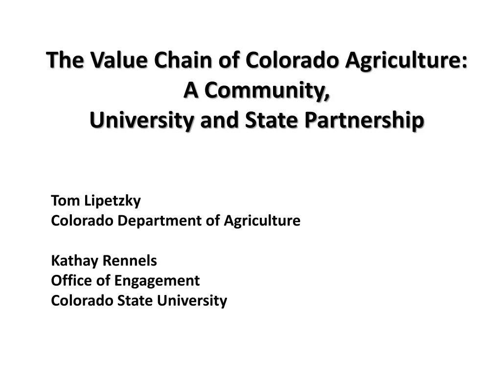 the value chain of colorado agriculture 1