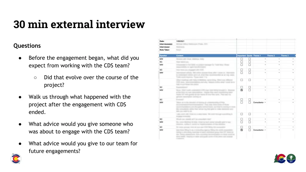 30 min external interview