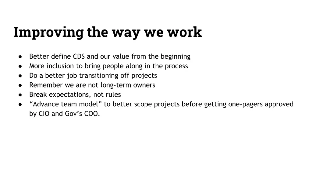 improving the way we work 1