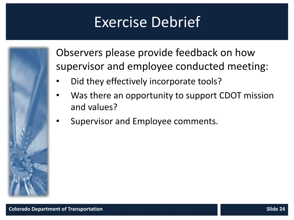 exercise debrief