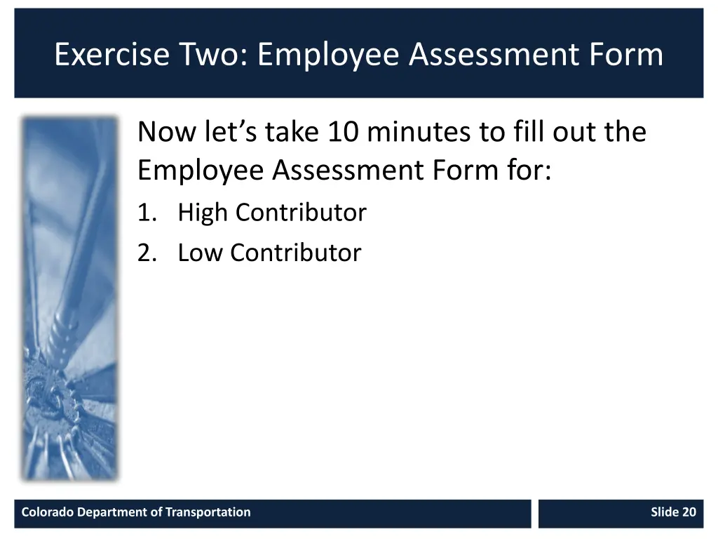 exercise two employee assessment form