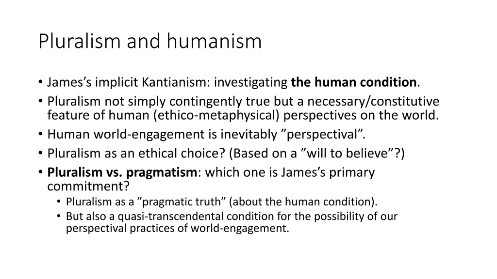 pluralism and humanism