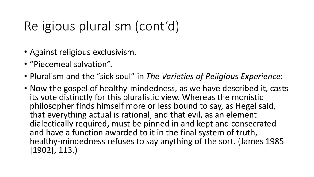 religious pluralism cont d