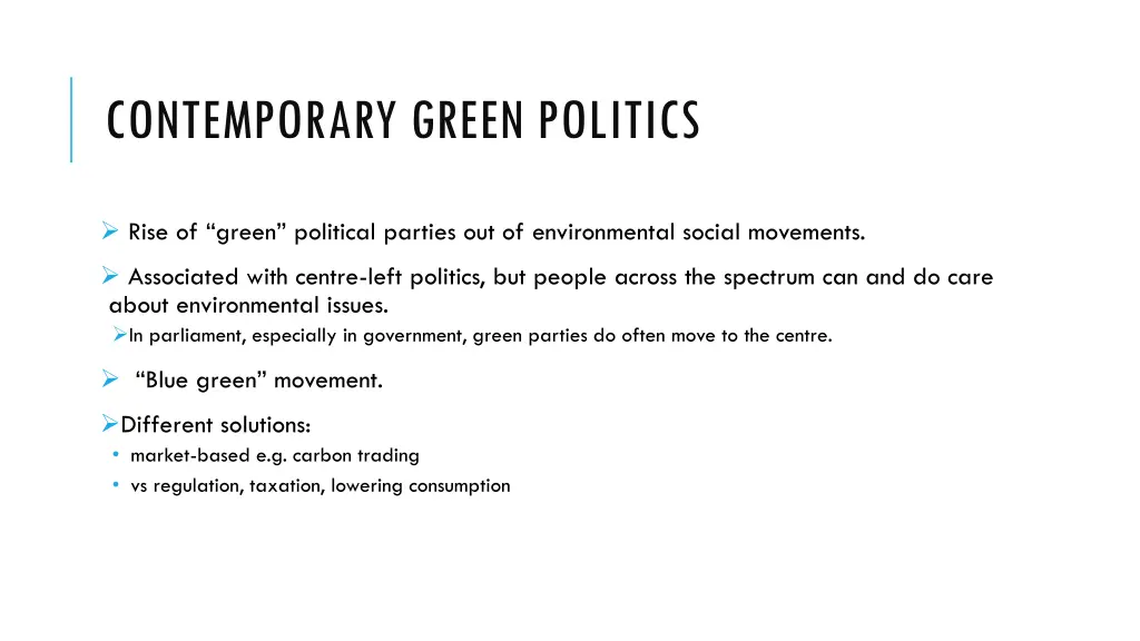 contemporary green politics