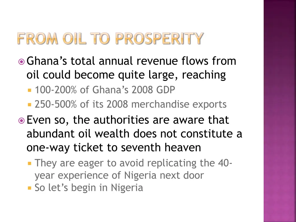 from oil to prosperity