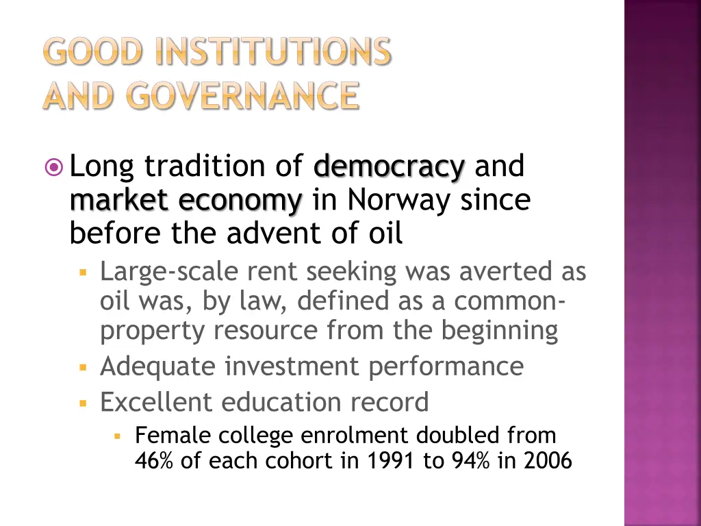 good institutions and governance