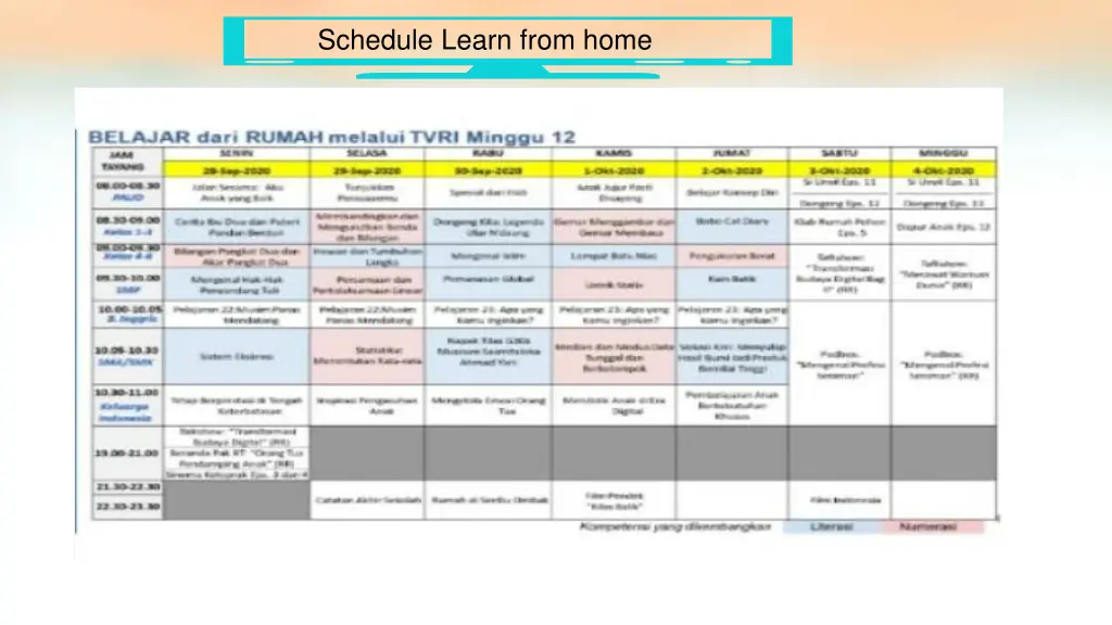 schedule learn from home