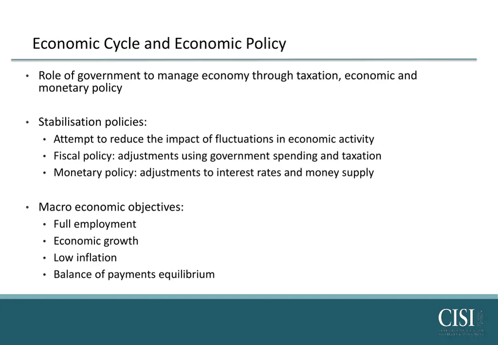 economic cycle and economic policy