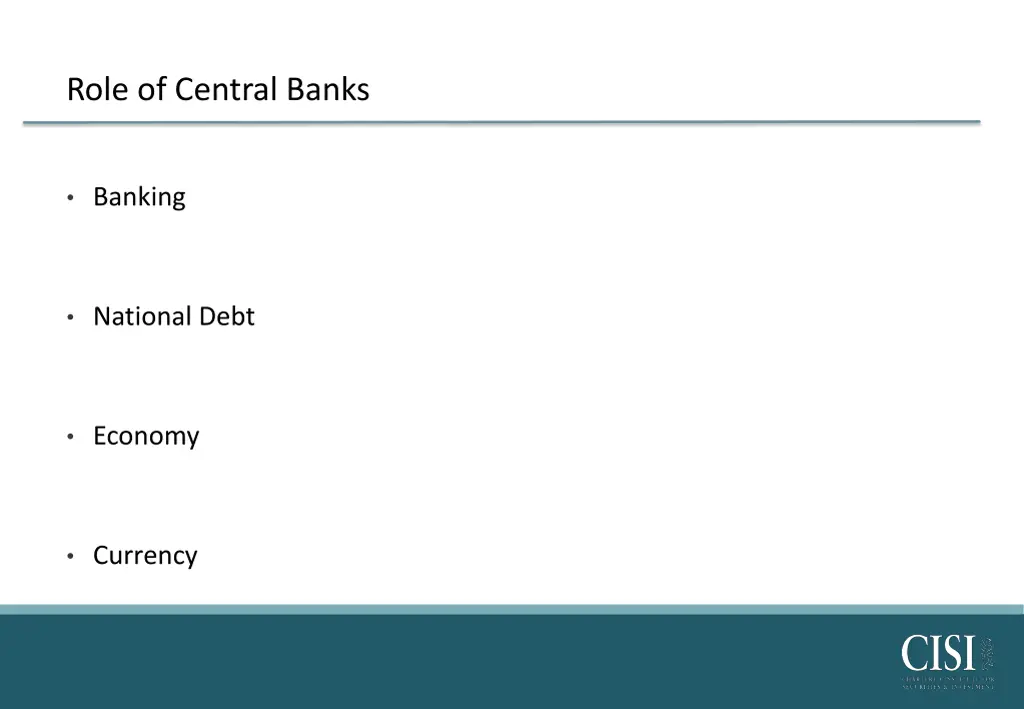 role of central banks