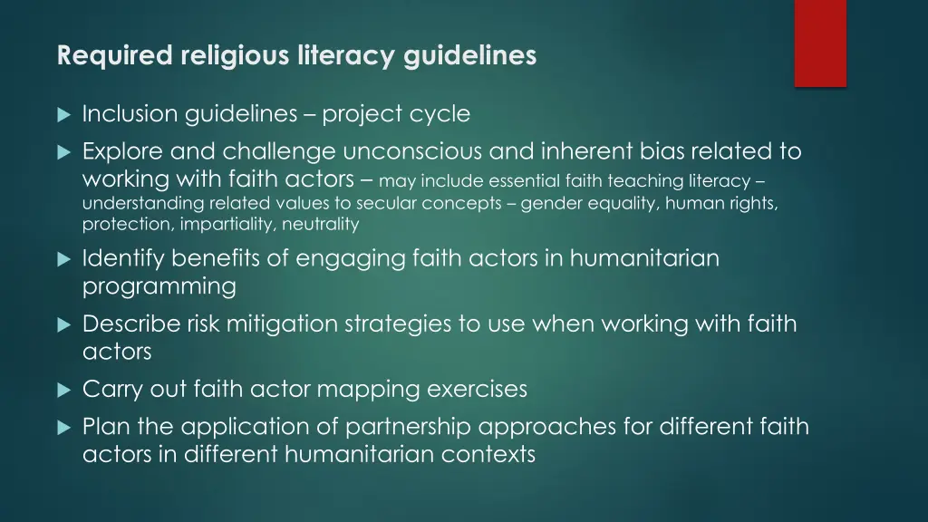 required religious literacy guidelines