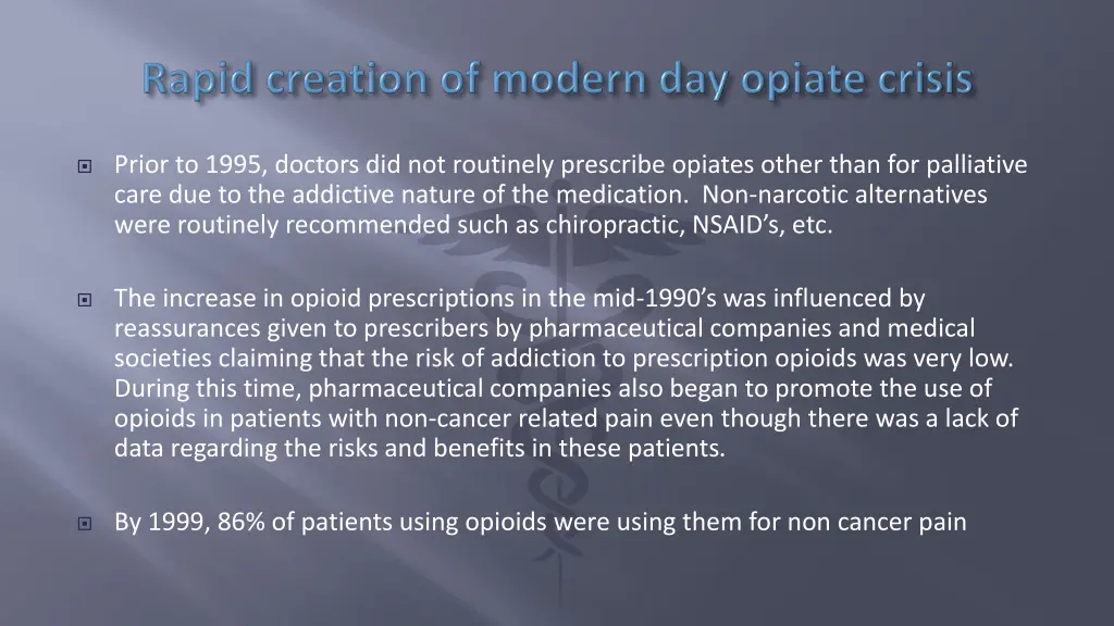 prior to 1995 doctors did not routinely prescribe