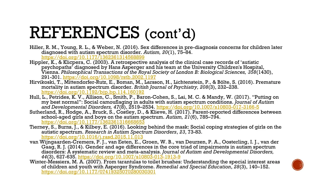 references cont d hiller r m young r l weber