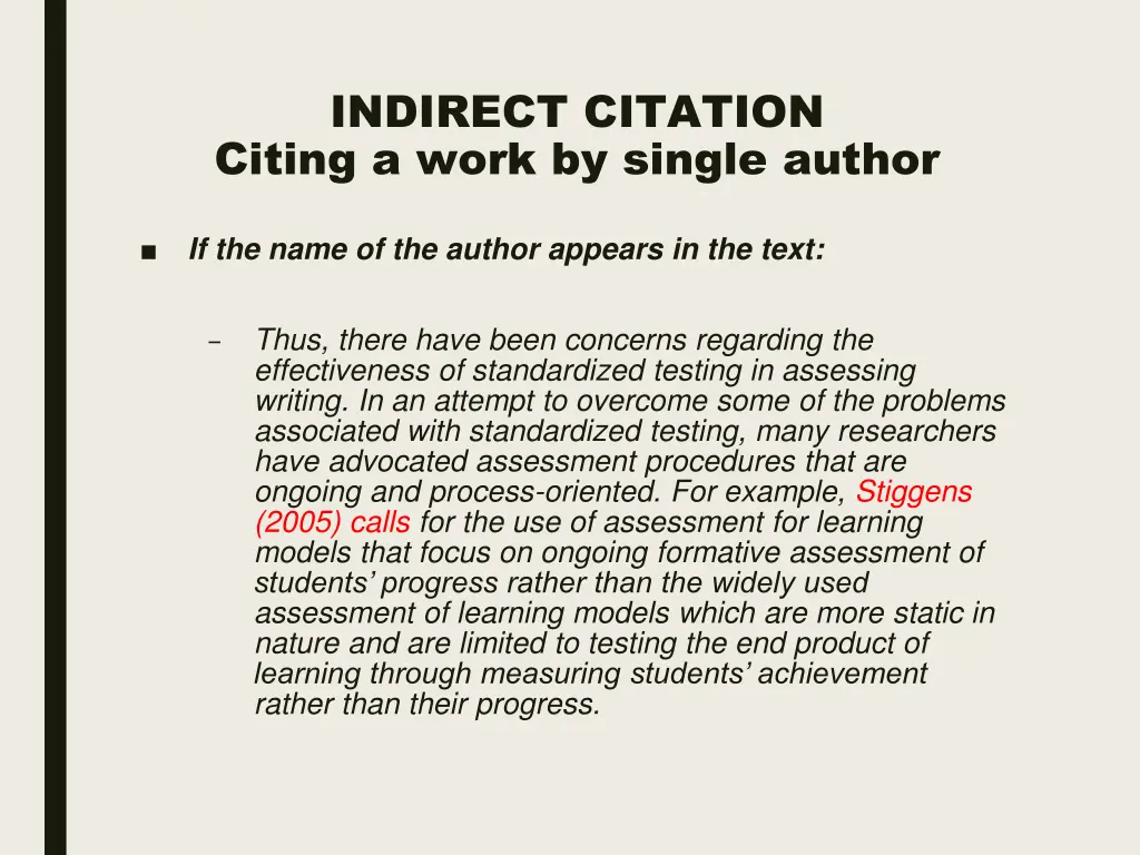 indirect citation citing a work by single author