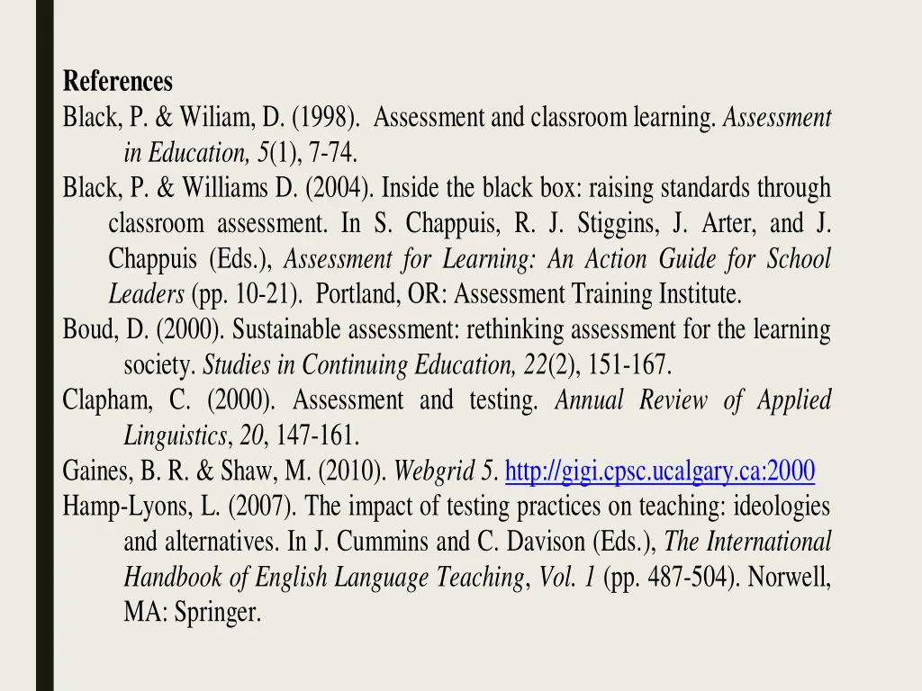 references black p wiliam d 1998 assessment