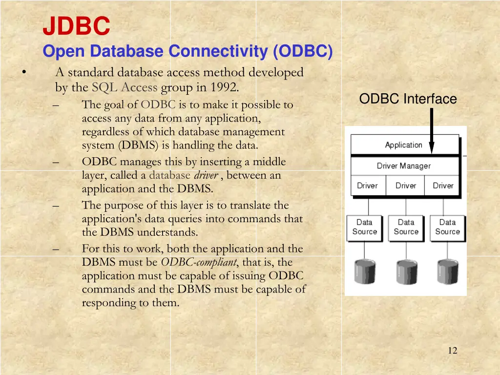 jdbc open database connectivity odbc