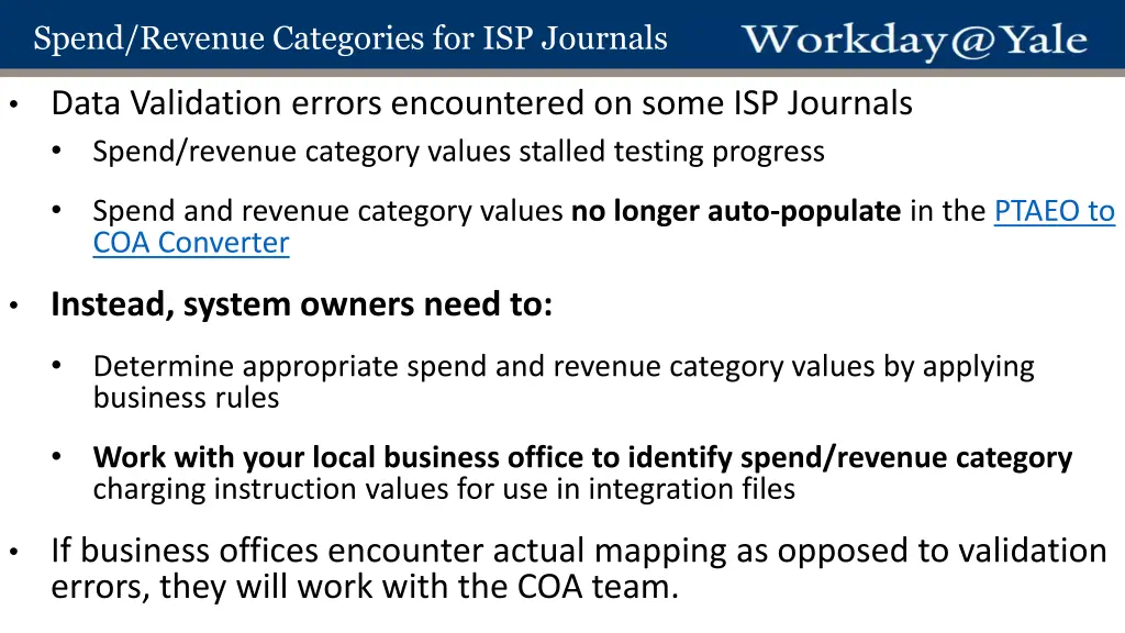 spend revenue categories for isp journals