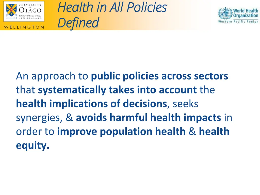 health in all health in all policies defined