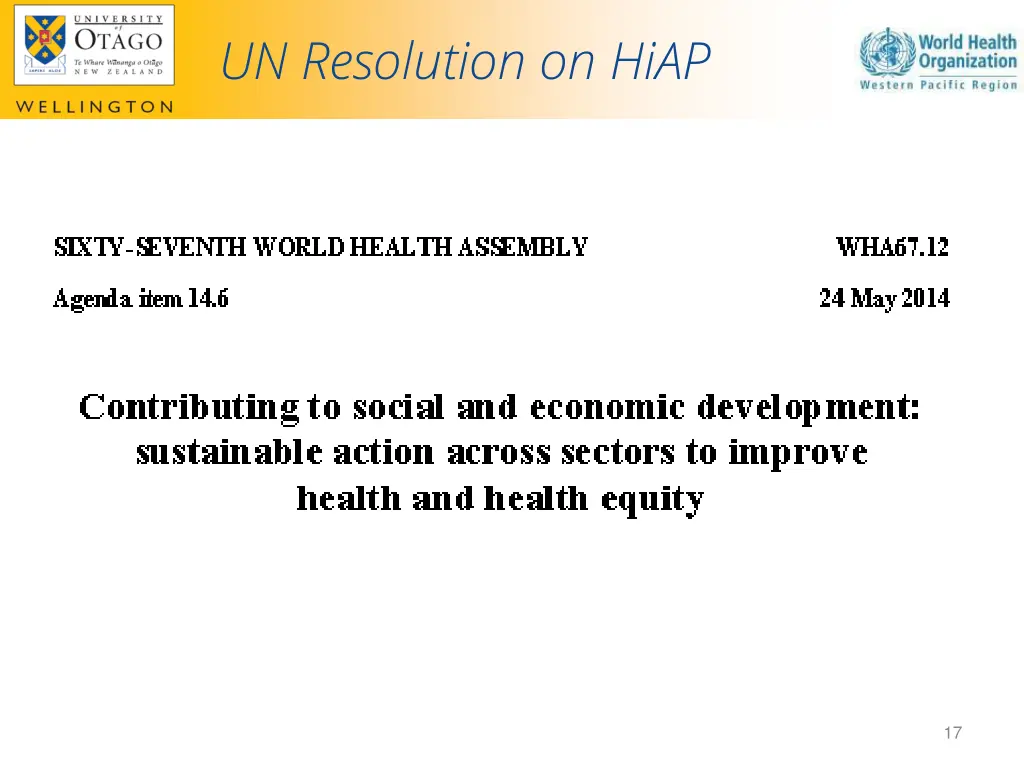 un resolution on hiap