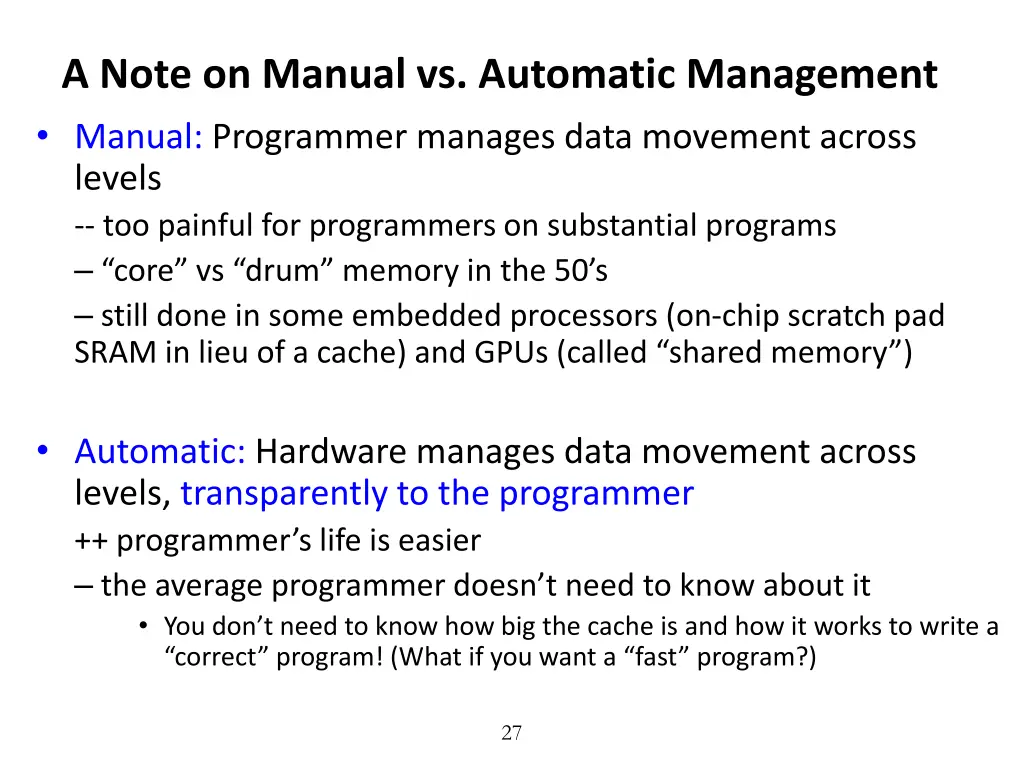 a note on manual vs automatic management manual