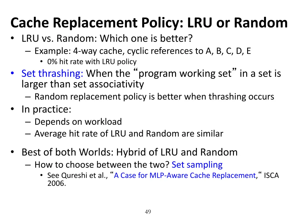 cache replacement policy lru or random